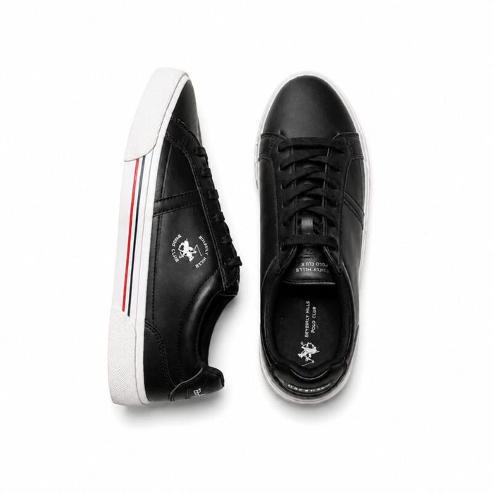 Polo Club Men’s Low-Top Contrast Stripe Lace-Up Sneakers- Black — image 1