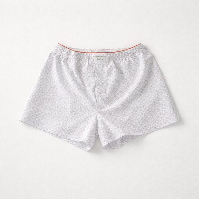 Zara Men’s Geometric Print Relaxed Boxer Shorts – White — image 1