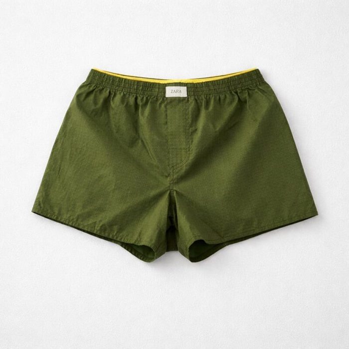 Zara Men’s Lightweight Boxer Shorts – Olive Green — image 1