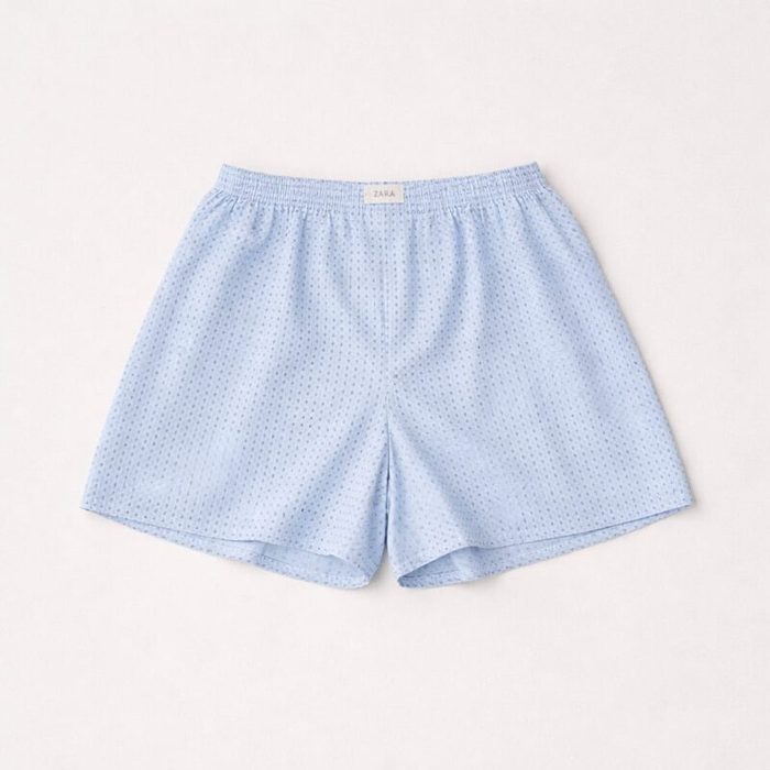 Zara Men’s Micro-Pattern Lightweight Boxer Shorts – Light Blue — image 1