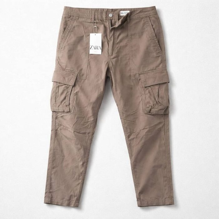 Zara Men’s Urban Tactical Loose-Fit Cargo Pants – Beige — image 1