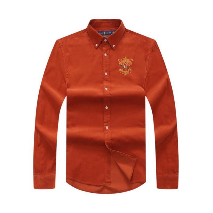 Long-sleeve Corduroy Shirt Orange