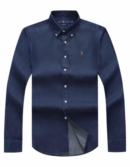 Long-sleeve Oxford Shirt Denim-Blue