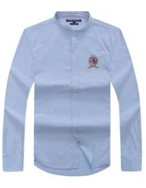 Long-sleeve Bishop-Neck Shirt SkyBlue