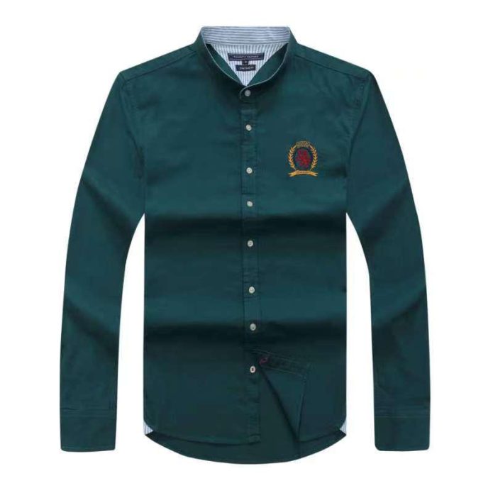 Long-sleeve Bishop-Neck Shirt Green