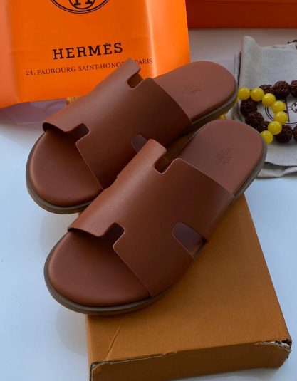 Men's Leather Slippers Brown