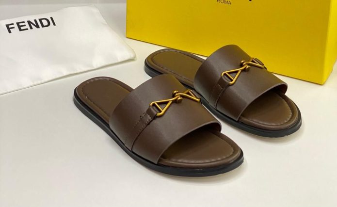 Men's Leather Slippers Brown