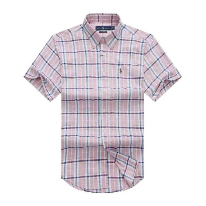 Short-sleeve Plaid Shirt Pink