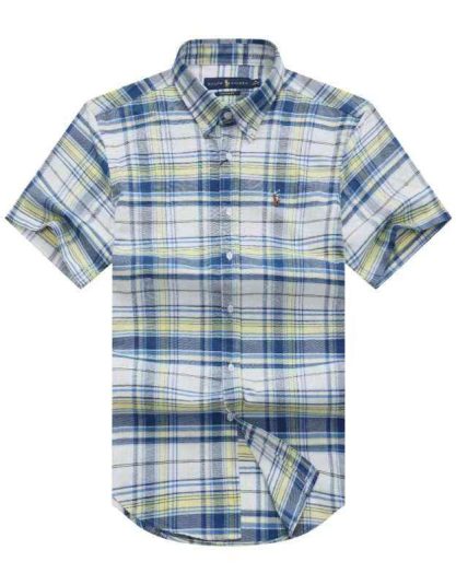 Short-sleeve Plaid Shirt Blue