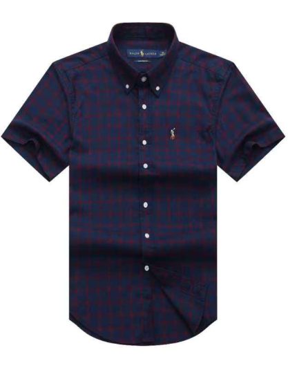 Short-sleeve Plaid Shirt NavyBlue