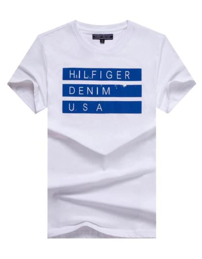 Screen-Print Denim T-Shirt White