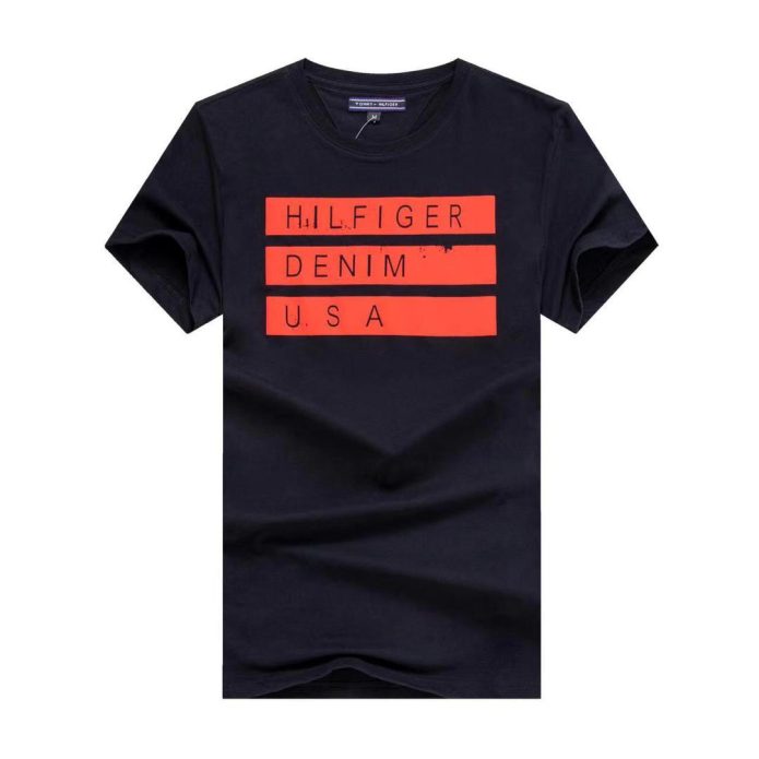 Screen-Print Denim T-Shirt Black
