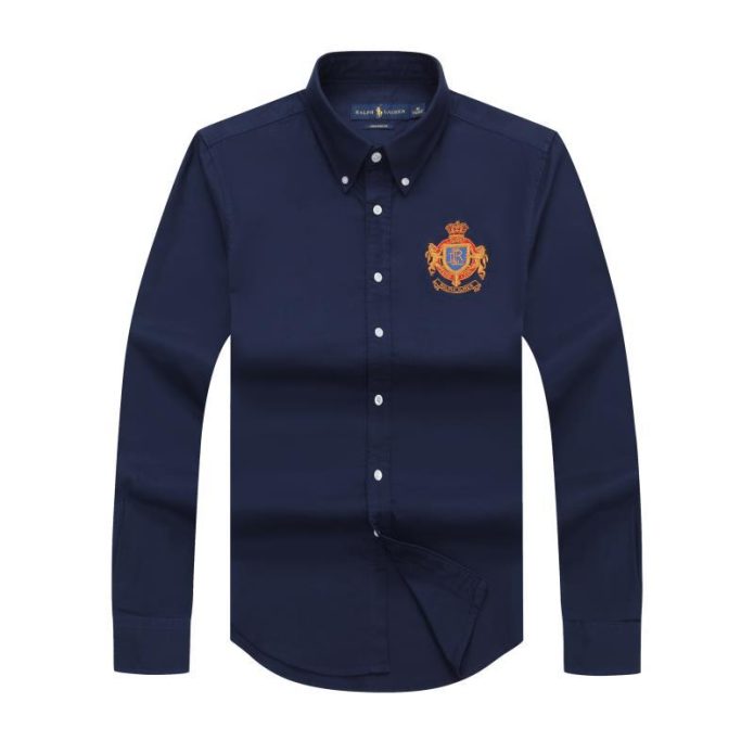 Long-sleeve RL-Crested Shirt NavyBlue