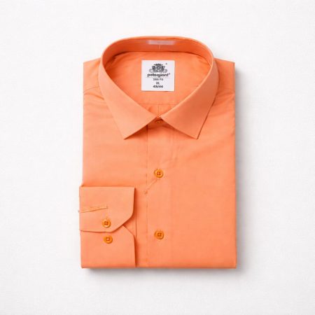 Classic Long Sleeve Dress Shirt For Men – Orange