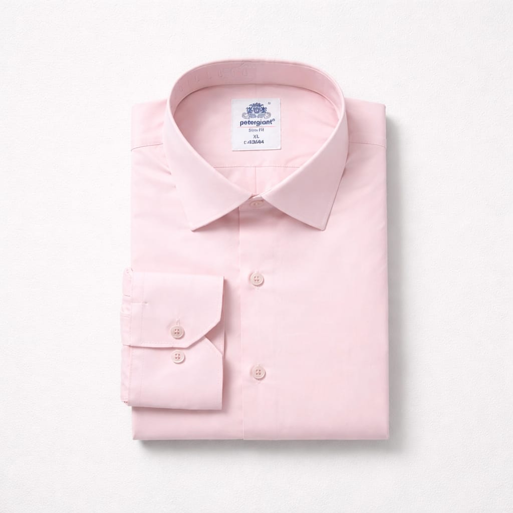 Classic Long Sleeve Dress Shirt For Men - Pink