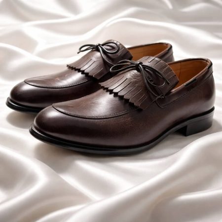 Men’s Brown Leather Tassel Loafers - Brown