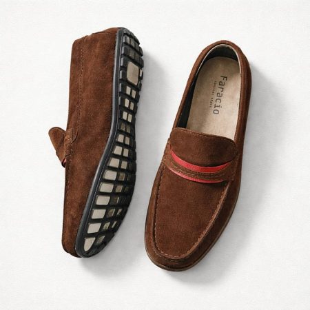 Men’s Suede Slip-On Penny Loafers – Brown
