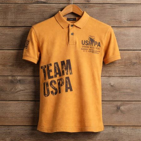 USPA Men's Vintage Team Graphic Polo Shirt – Mustard Yellow