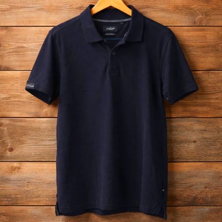 Men's Wrinkle-Recovery Classic Crocodile Polo Shirt – Navy Blue
