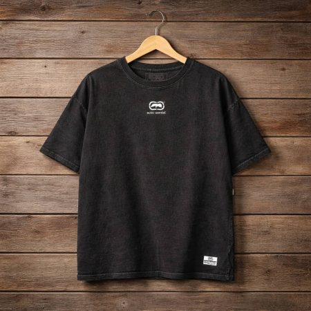 Men's Vintage Washed Graphic Short Sleeve T-Shirt - Charcoal Black