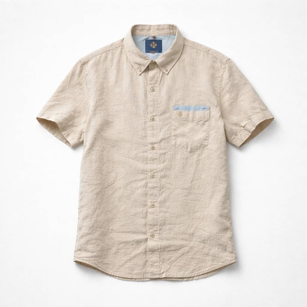 LRS Men’s Short Sleeve Contrast Pocket Shirt - Cream