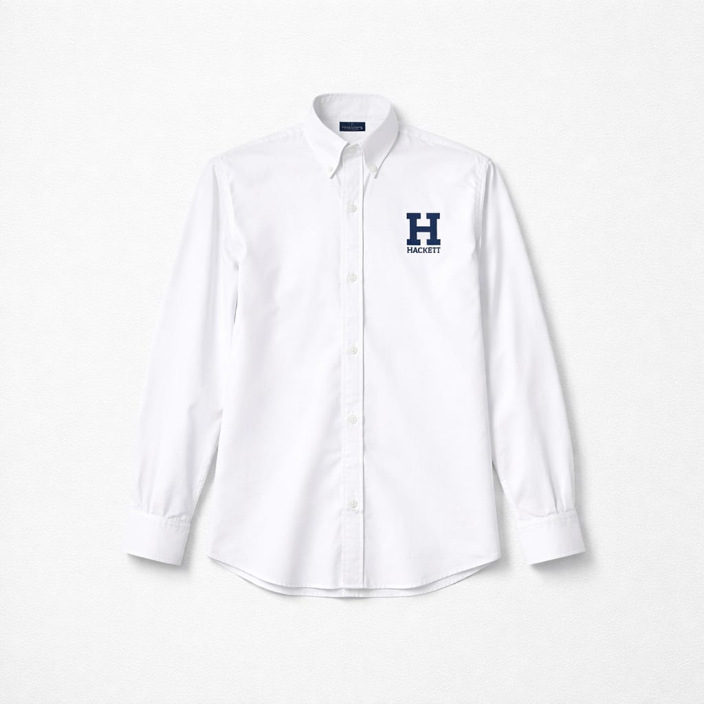 Men’s Embroidered Oxford Long Sleeve Shirt - White