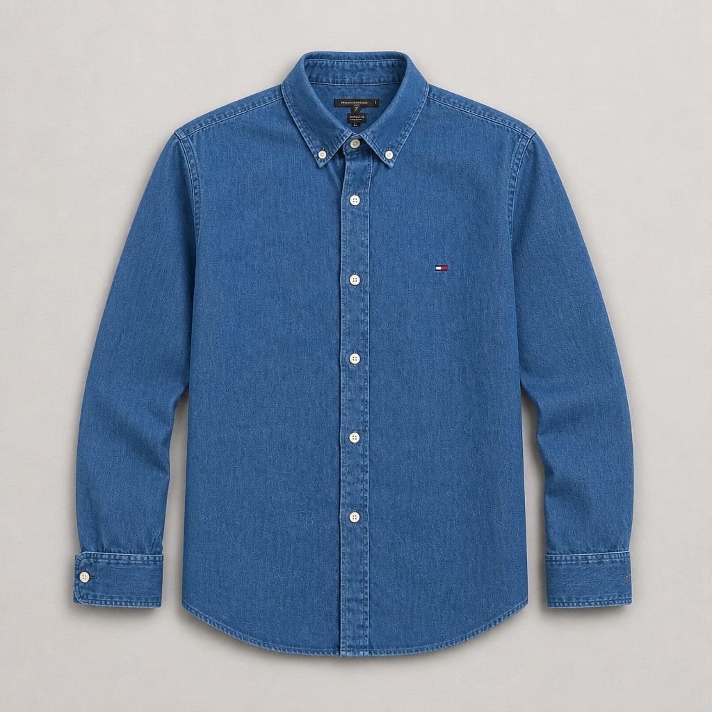 Men’s Classic Denim Button-Down Long Sleeve Shirt - Blue