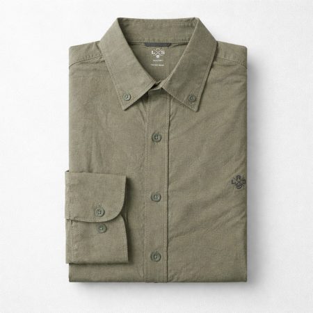 LRS Men's Oxford Embroidered Long Sleeve Shirt - Olive Green