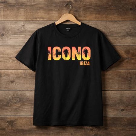 Men's Black Sunset Palm Graphic Crew Neck T-Shirt - Black