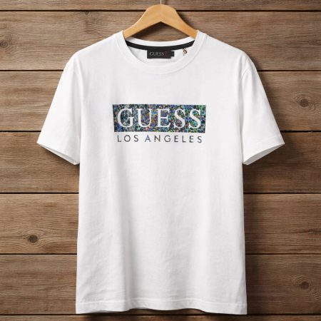 Guess Men's Mosaic Logo Crew Neck T-Shirt - White