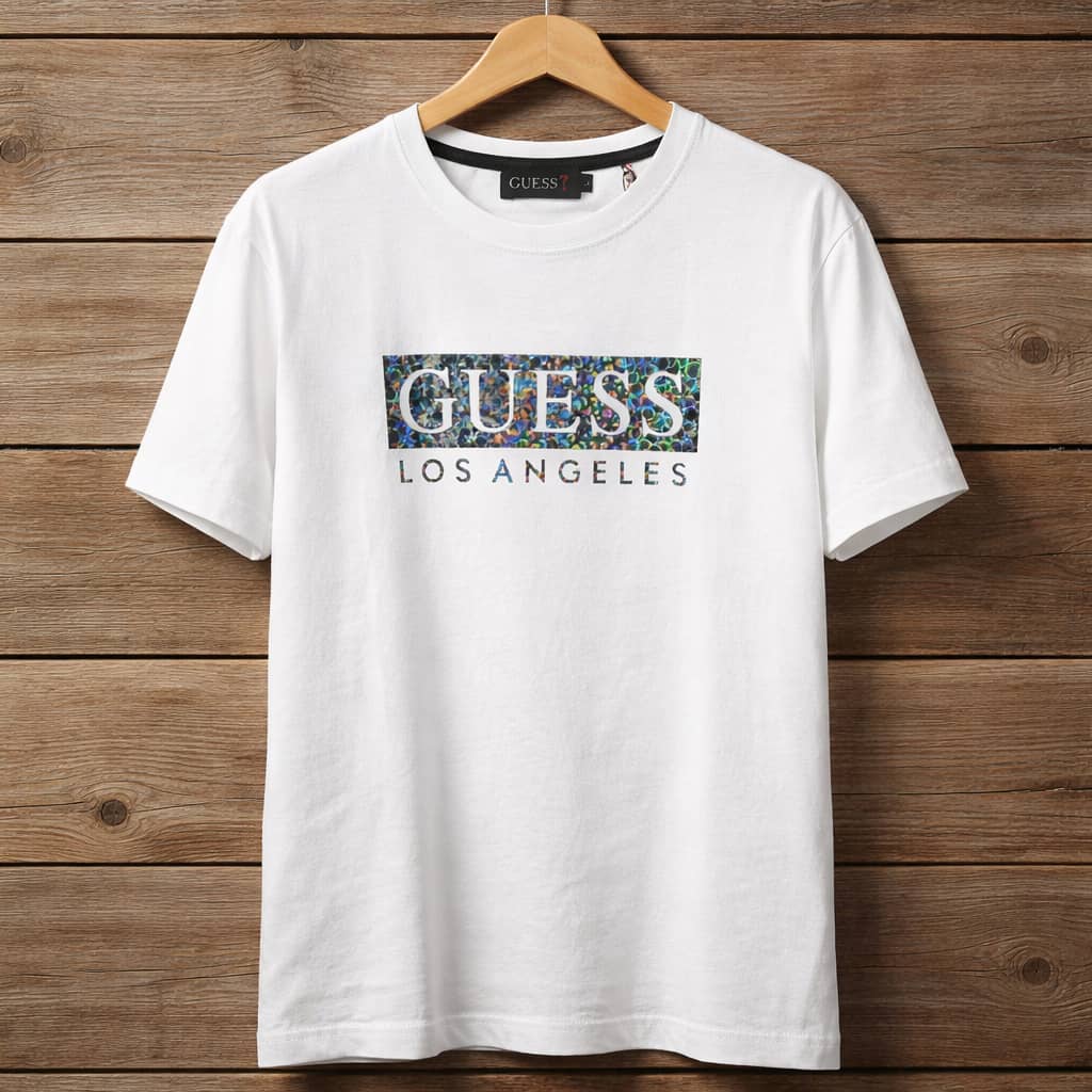 Guess Men's Mosaic Logo Crew Neck T-Shirt - White