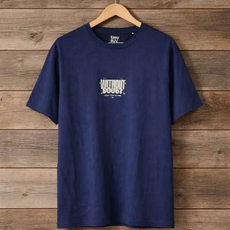 Easy Buy Men's Graphic Crew Neck T-Shirt - Navy Blue