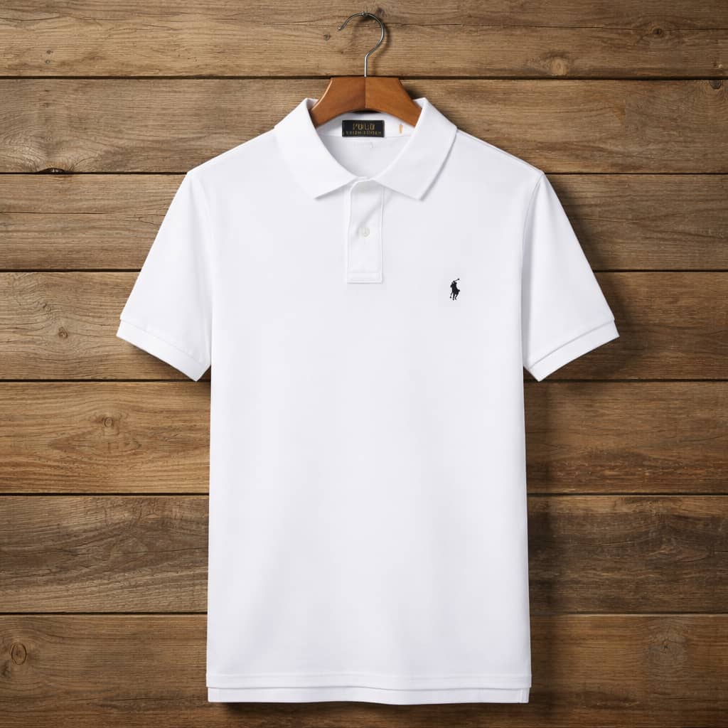 Men's Pique Embroidered Short Sleeve Polo Shirt - White