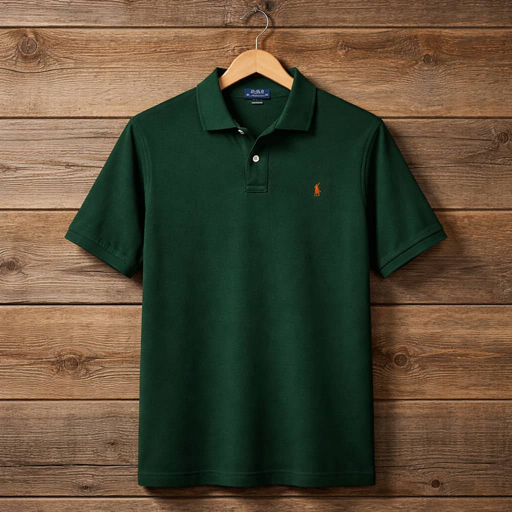 Men's Pique Embroidered Short Sleeve Polo Shirt - Hunter Green