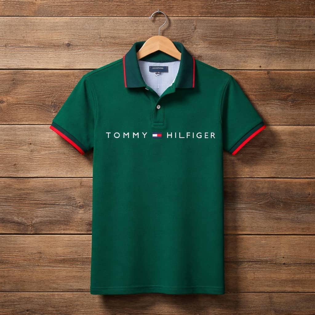 Men's Premium Contrast /  Tipped Accents  Polo Shirt -  Forest Green