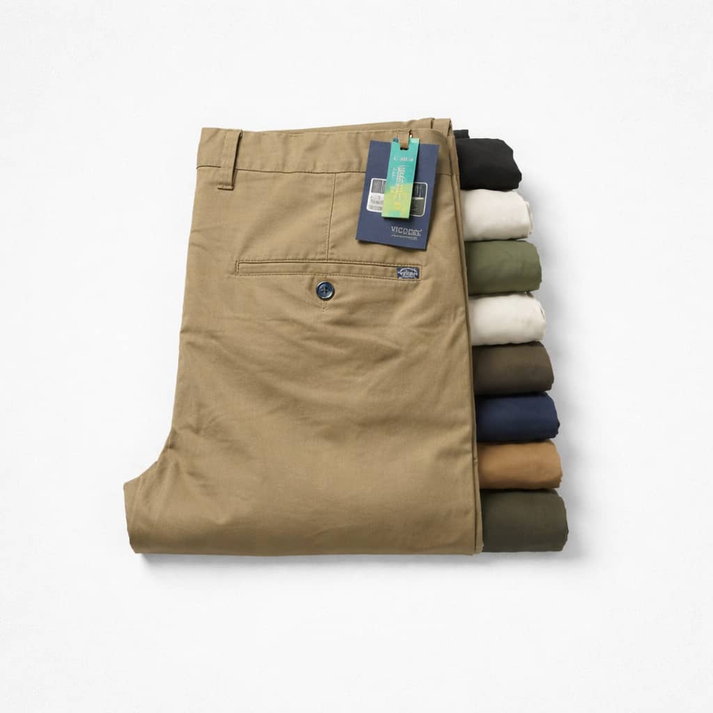 Men's Premium Stretch Cotton Chinos Pants - Khaki Beige