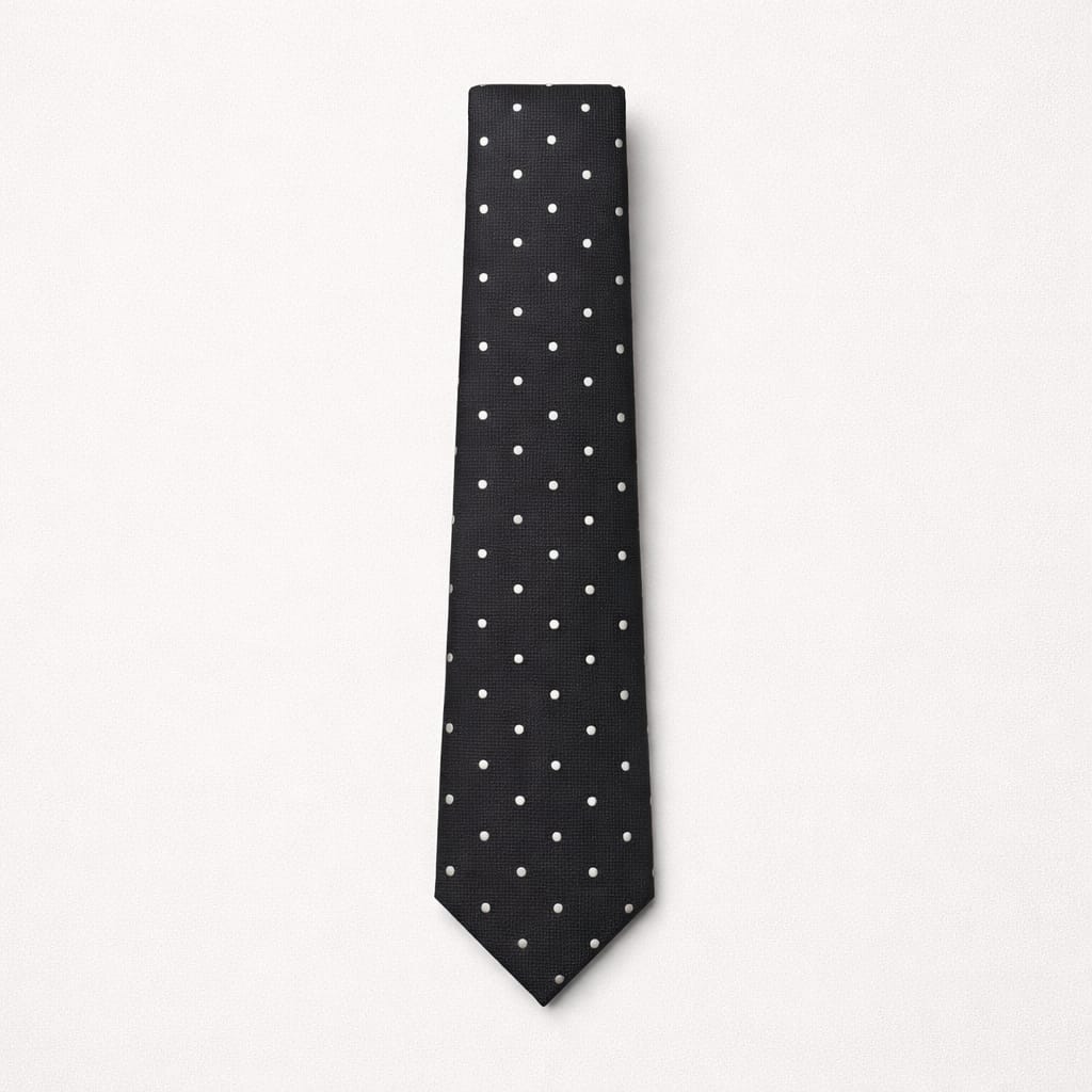 Men’s Classic Polka Dot Tie & Pocket Square Set - Black/White