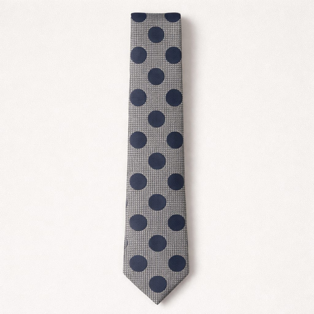 Men’s Steel Grey Polka Dot Tie & Pocket Square Set