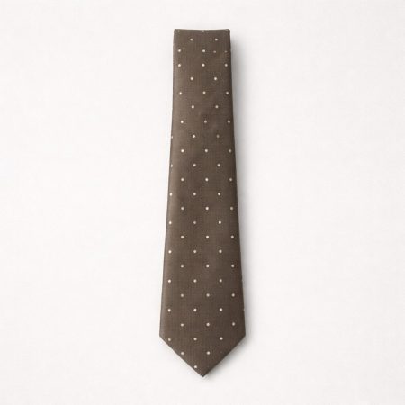 Men’s Classic Micro Dot Tie & Pocket Square Set - Olive Brown