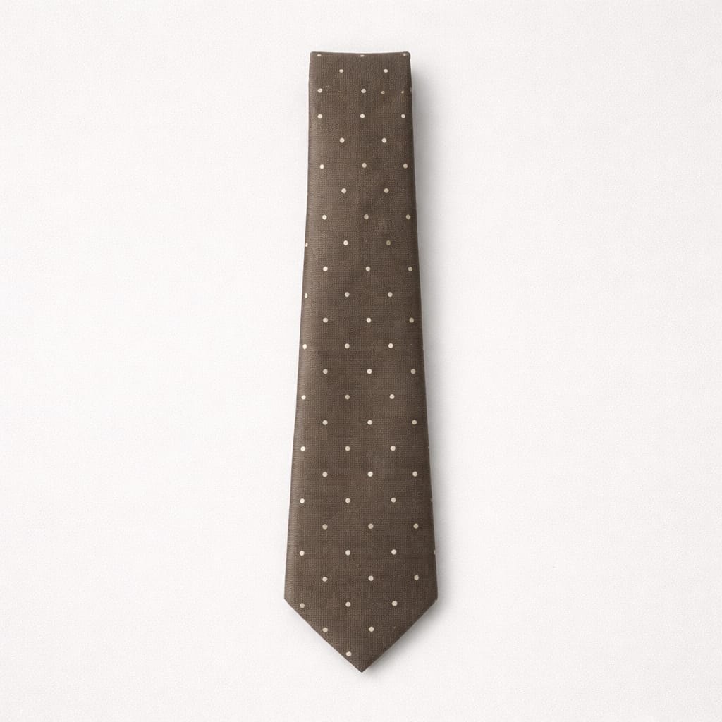 Men’s Classic Micro Dot Tie & Pocket Square Set - Olive Brown