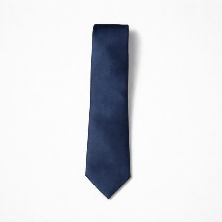 Men’s Classic Solid Tie & Pocket Square Set - Navy Blue