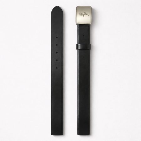 Men's Engraved Buckle Classic Leather Belt - Black