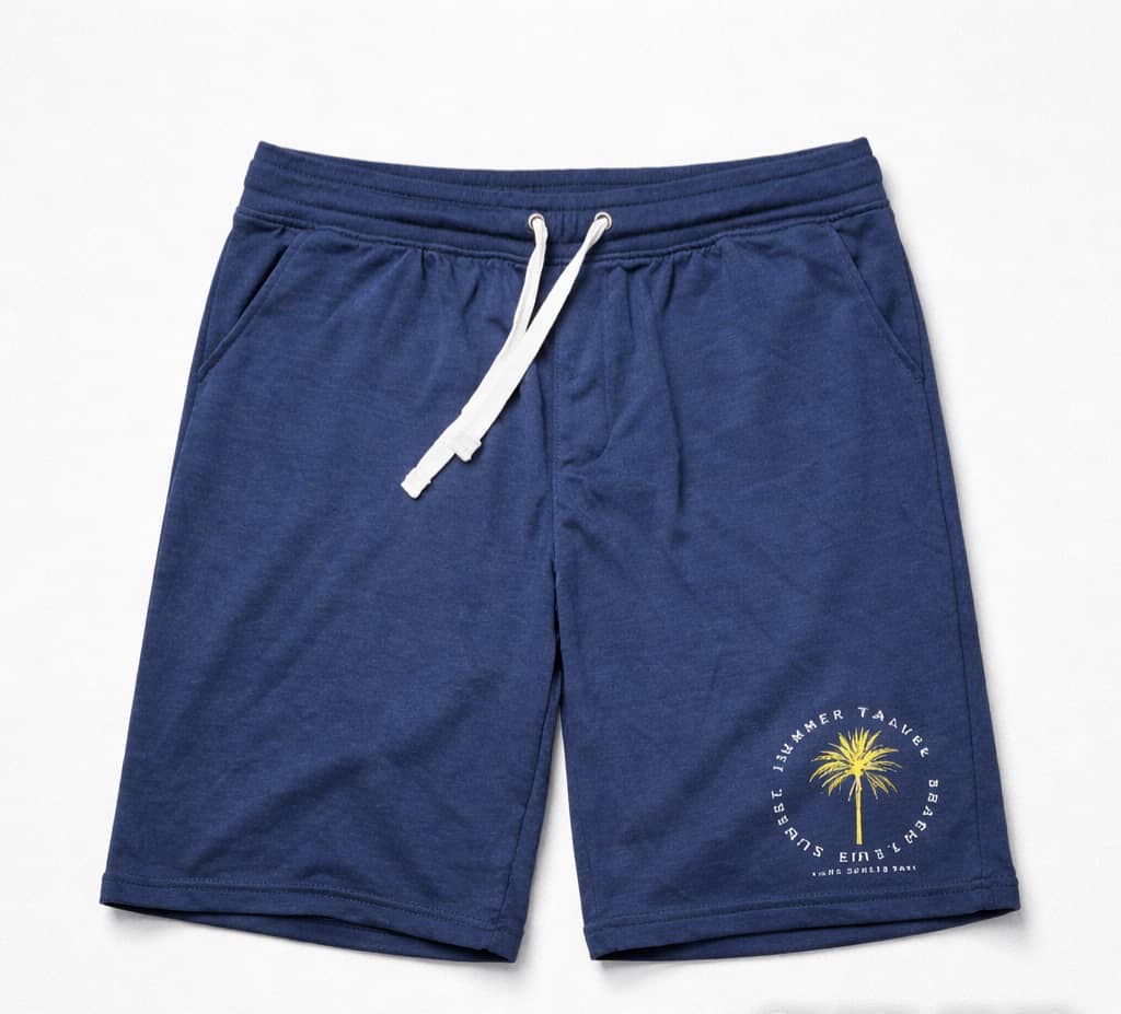 Men's Graphic Print Drawstring Sweat Jogger Short - Navy Blue