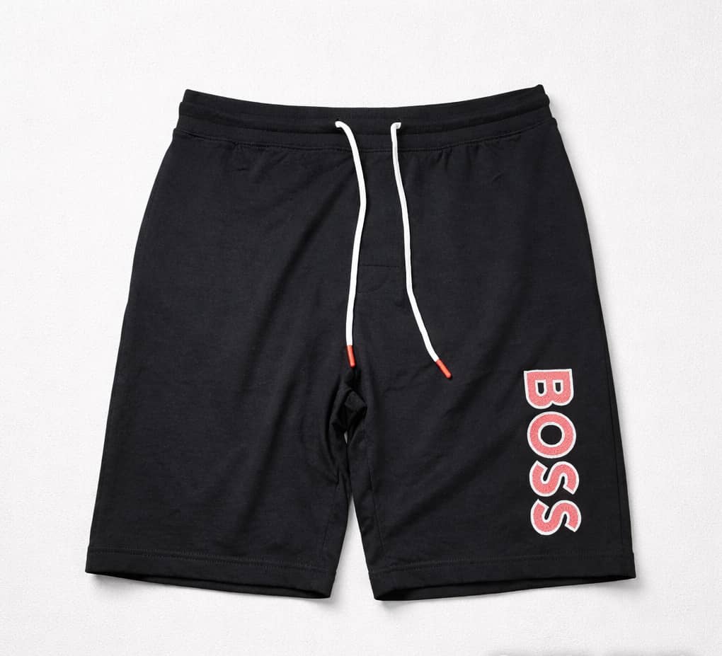 Men's Classic Drawstring Embroidered Sweat Jogger Shorts - Black