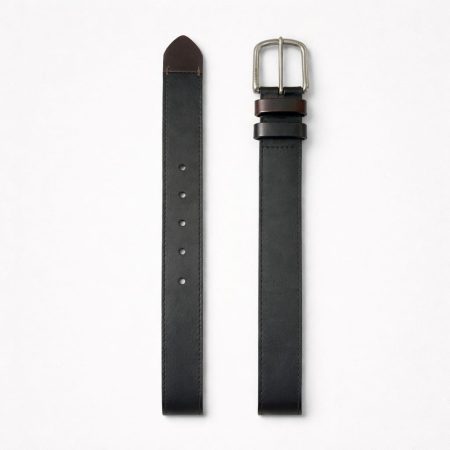 Men's Premium Contrast Keeper Loop Buckle Belt - Black