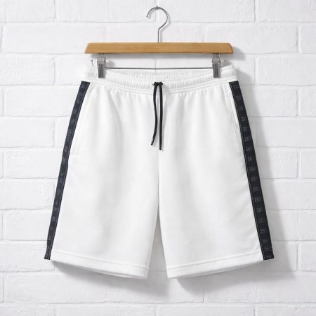Men's Classic Drawstring Taped Sweat Jogger Shorts - White