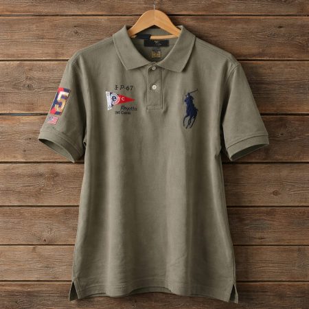 Men's Premium Embroidery Crest Heritage Polo Shirt - Olive Green