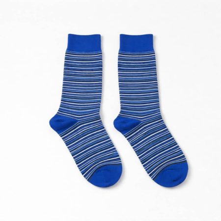 Men's Multi-Stripe Crew Socks - Blue