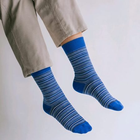 Men's Multi-Stripe Crew Socks - Blue