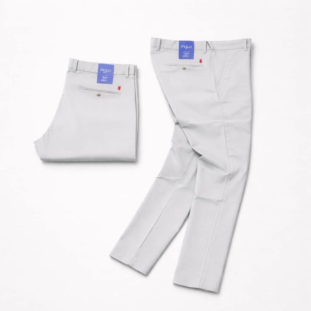 Men’s Premium Regular Fit Cotton Chino Pants - Light  Grey